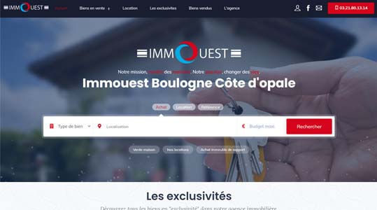 Mise en ligne du site IMMOUEST BOULOGNE COTE D'OPALE