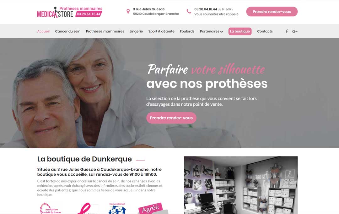 Mise en ligne du site MEDICAL STORE PROTHESE MAMMAIRE DUNKERQUE