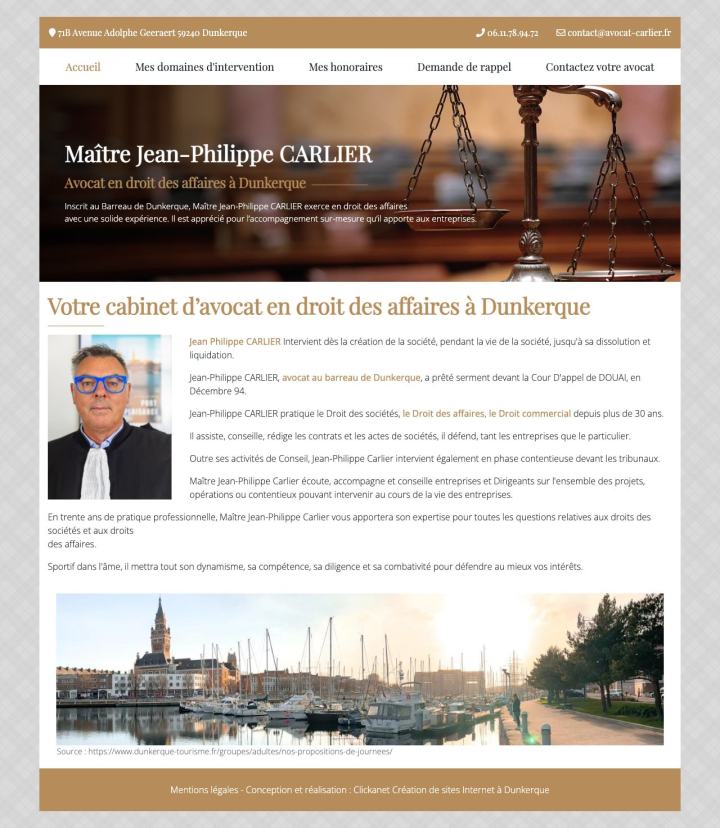Site Internet Avocat Jean-Philippe Carlier réalisé par Clickanet