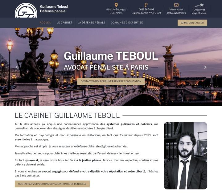 Site Internet Avocat Guillaume Teboul réalisé par Clickanet