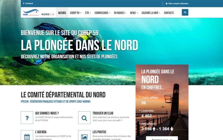 Site Internet CODEP Nord FFESSM réalisé par Clickanet