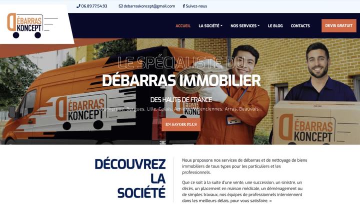 Site Internet Débarras Koncept réalisé par Clickanet