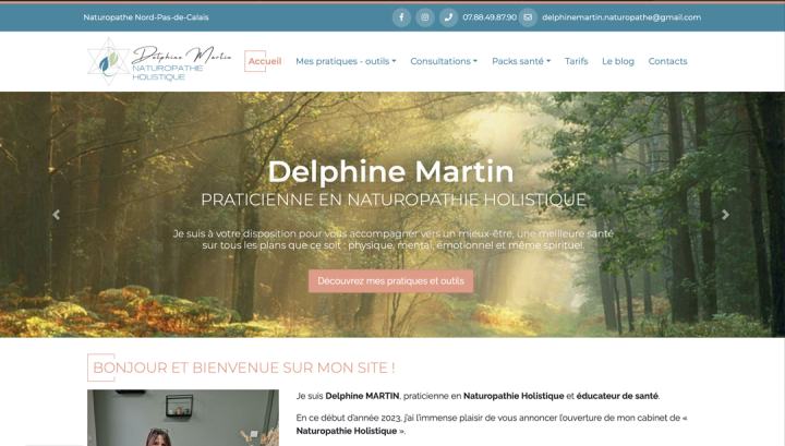 Site Internet Delphine Martin Naturophate réalisé par Clickanet