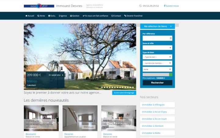 Site Internet Immouest Desvres réalisé par Clickanet