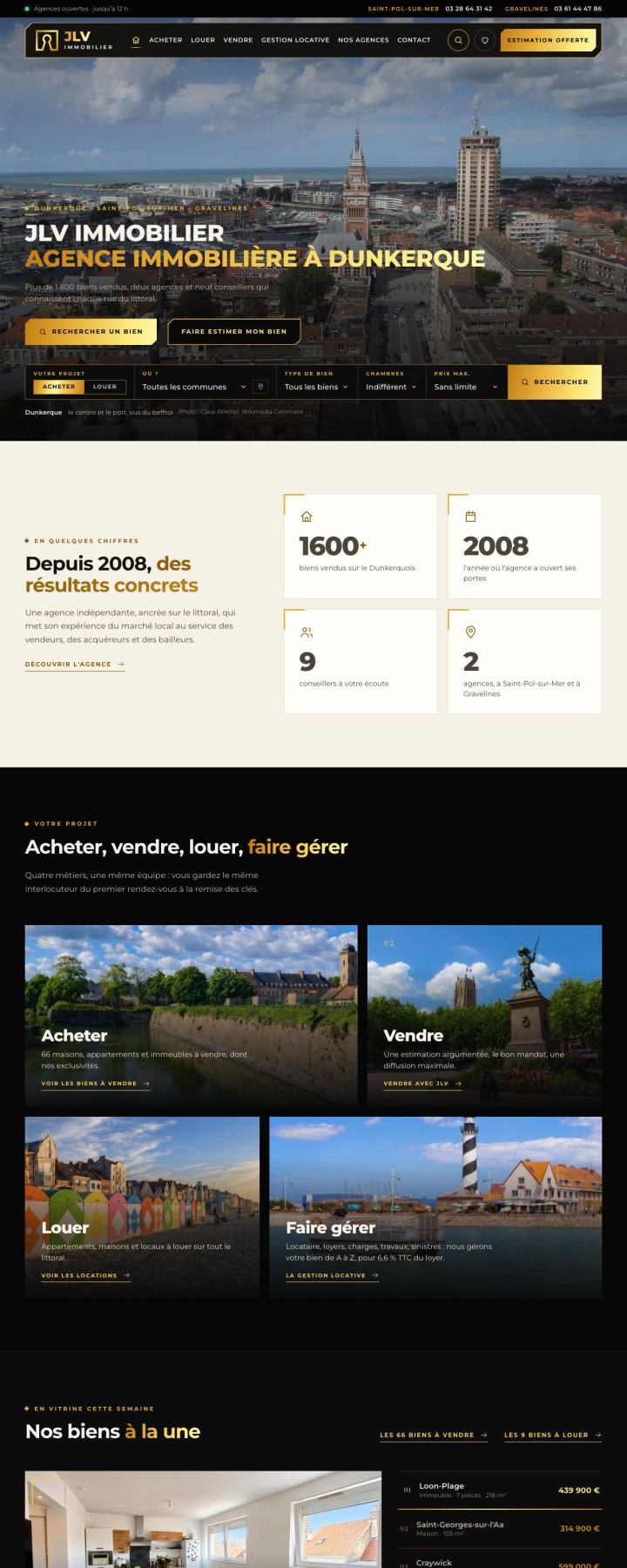 Site Internet JLV Immobilier réalisé par Clickanet
