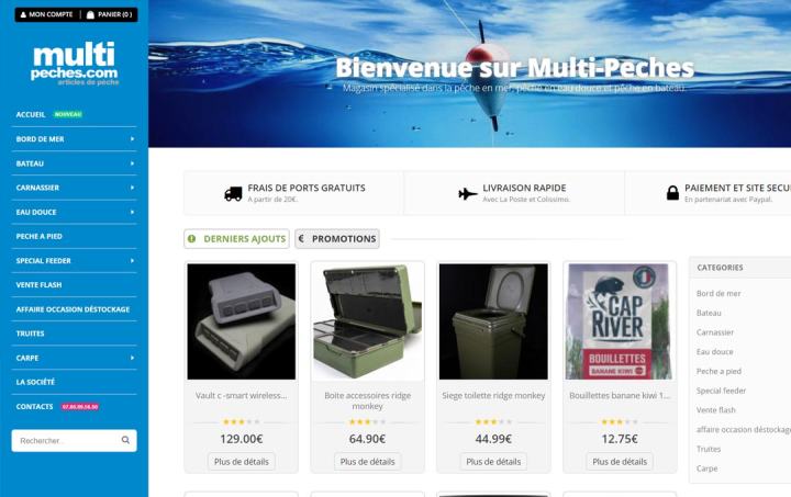 Site Internet Multipêches réalisé par Clickanet