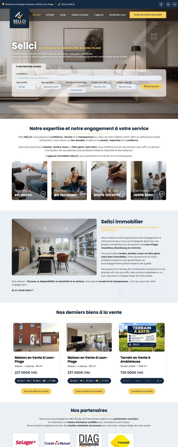 Site Internet Sellci Immobilier réalisé par Clickanet